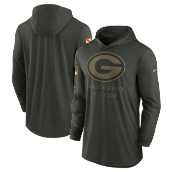 Men's Green Bay Packers Forest Green 2025 Salute to Service Sideline Dri-FIT Lightweight Pullover Hoodie Men's Green Bay Packers Forest Green 2025 Salute to Service Sideline Dri-FIT Lightweight Pullover Hoodie