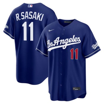 Men's Los Angeles Dodgers #11 Roki Sasaki Nike Royal Alternate Stadium Jersey Men's Los Angeles Dodgers #11 Roki Sasaki Nike Royal Alternate Stadium Jersey