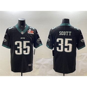 Men's Philadelphia Eagles #35 Boston Scott Black 2025 Super Bowl LIX Patch Vapor Untouchable Limited Stitched Football Jersey Men's Philadelphia Eagles #35 Boston Scott Black 2025 Super Bowl LIX Patch Vapor Untouchable Limited Stitched Football Jersey