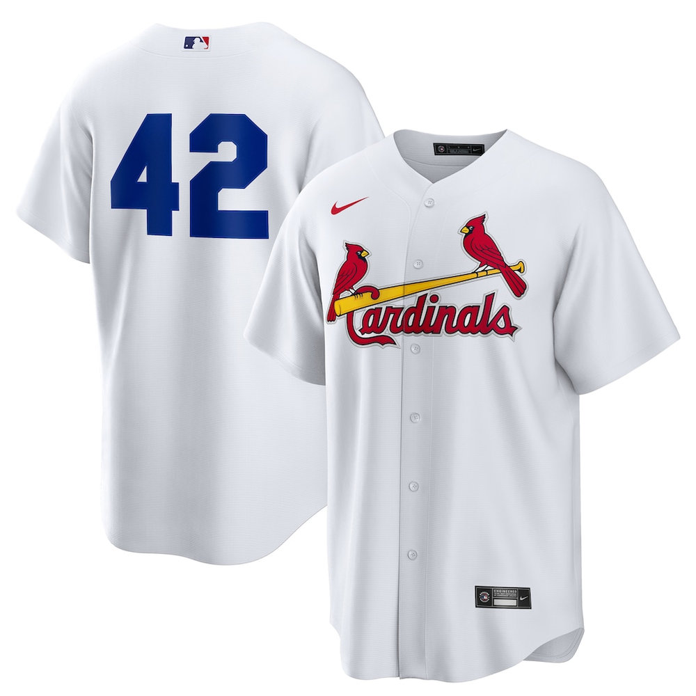 Men's St. Louis Cardinals #42 Jackie Robinson Nike White Home 2025 Jackie Robinson Day Replica Jersey Men's St. Louis Cardinals #42 Jackie Robinson Nike White Home 2025 Jackie Robinson Day Replica Jersey