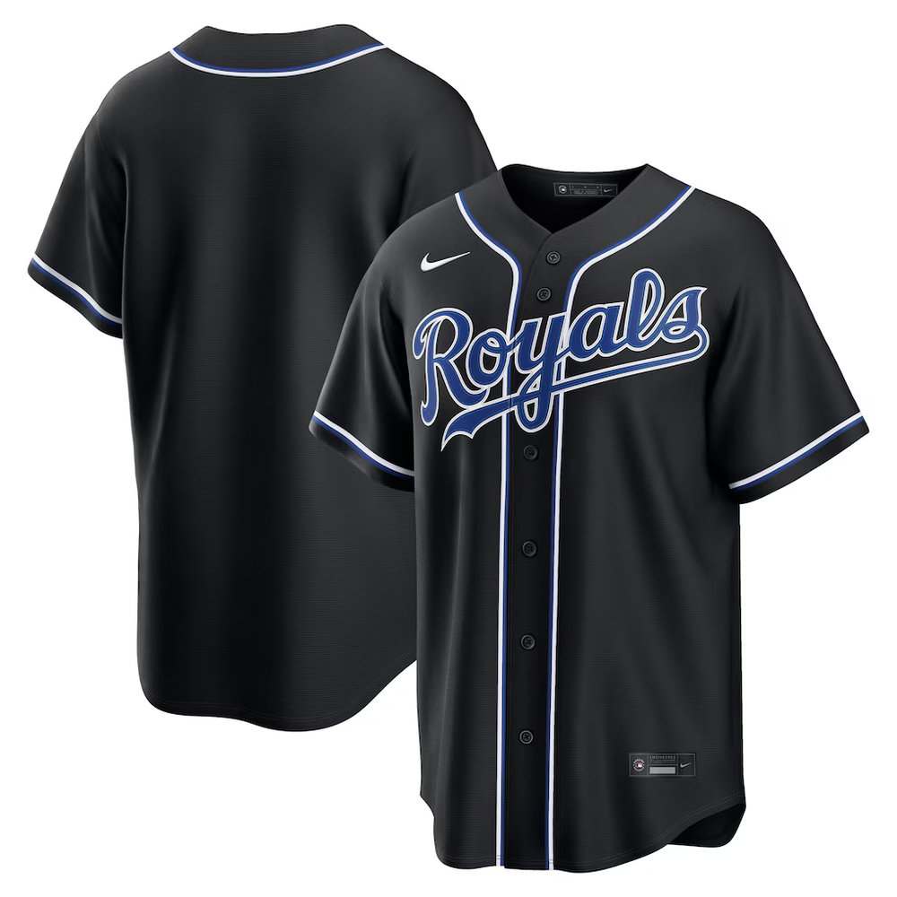 Men's Kansas City Royals Fashion Replica Black Out Jersey