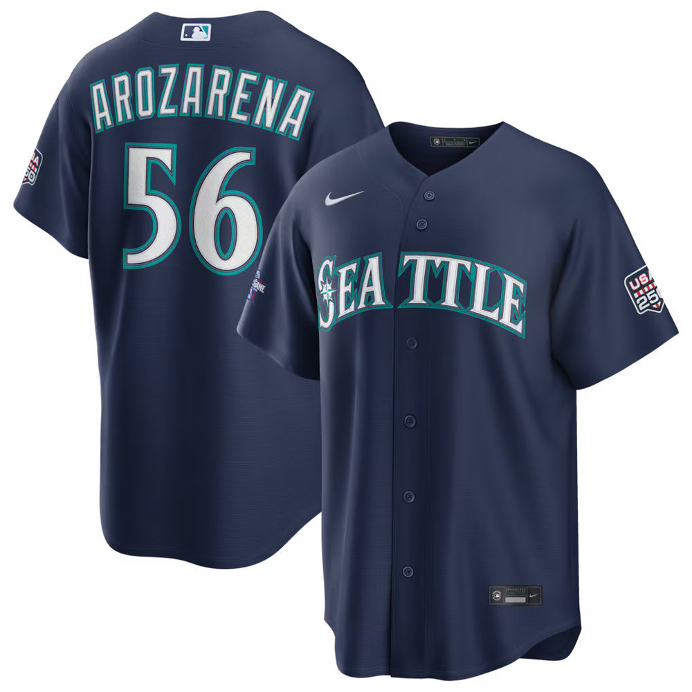 Youth Seattle Mariners #56 Randy Arozarena Nike Navy 2026 All-Star Game Replica Jersey Youth Seattle Mariners #56 Randy Arozarena Nike Navy 2026 All-Star Game Replica Jersey