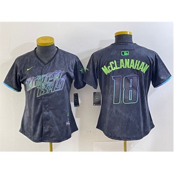 Women's Tampa Bay Rays #18 Shane McClanahan Charcoal 2024 City Connect Limited Stitched Baseball Jersey(Run Small)