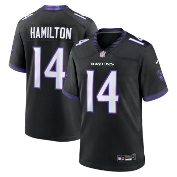 Men's Baltimore Ravens #14 Kyle Hamilton Black Alternate Game Jersey Men's Baltimore Ravens #14 Kyle Hamilton Black Alternate Game Jersey
