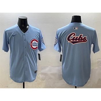 Men's Chicago Cubs Team Big Logo Blue 2024/25 2nd Alternate Limited Stitched Baseball Jersey Men's Chicago Cubs Team Big Logo Blue 2024/25 2nd Alternate Limited Stitched Baseball Jersey