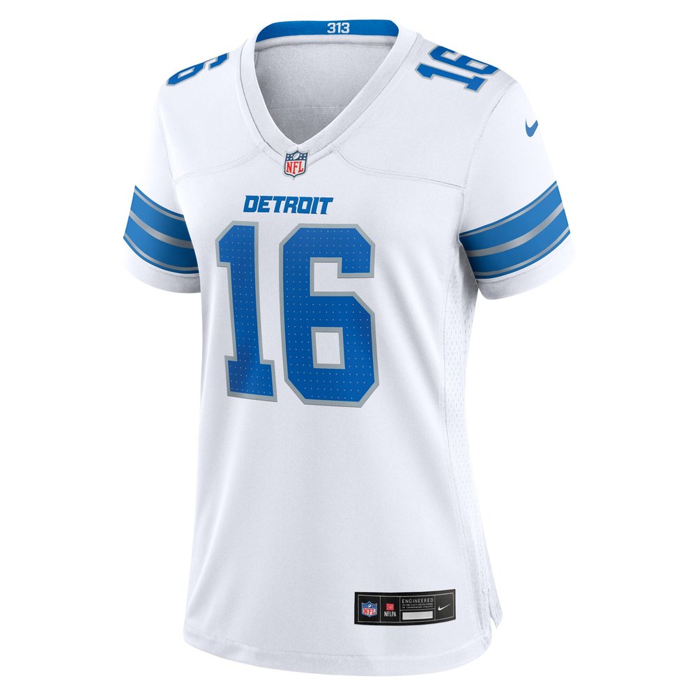 Women's Detroit Lions #16 Jared Goff White Game Jersey