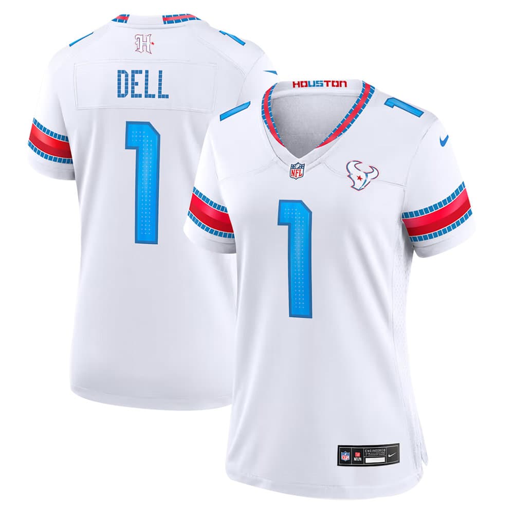 Women's Houston Texans #1 Tank Dell White 2026 Rivalries Collection Game Jersey Women's Houston Texans #1 Tank Dell White 2026 Rivalries Collection Game Jersey
