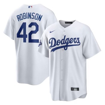 Men's Los Angeles Dodgers #42 Jackie Robinson White 2025 World Series Champions Home Replica Jersey Men's Los Angeles Dodgers #42 Jackie Robinson White 2025 World Series Champions Home Replica Jersey