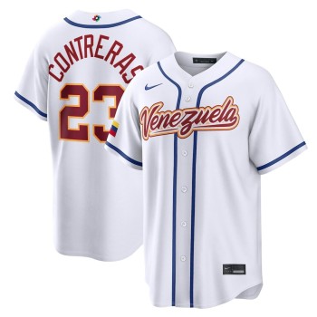 Men's Venezuela Baseball #23 William Contreras White 2026 World Baseball Classic Home Stadium Jersey Men's Venezuela Baseball #23 William Contreras White 2026 World Baseball Classic Home Stadium Jersey