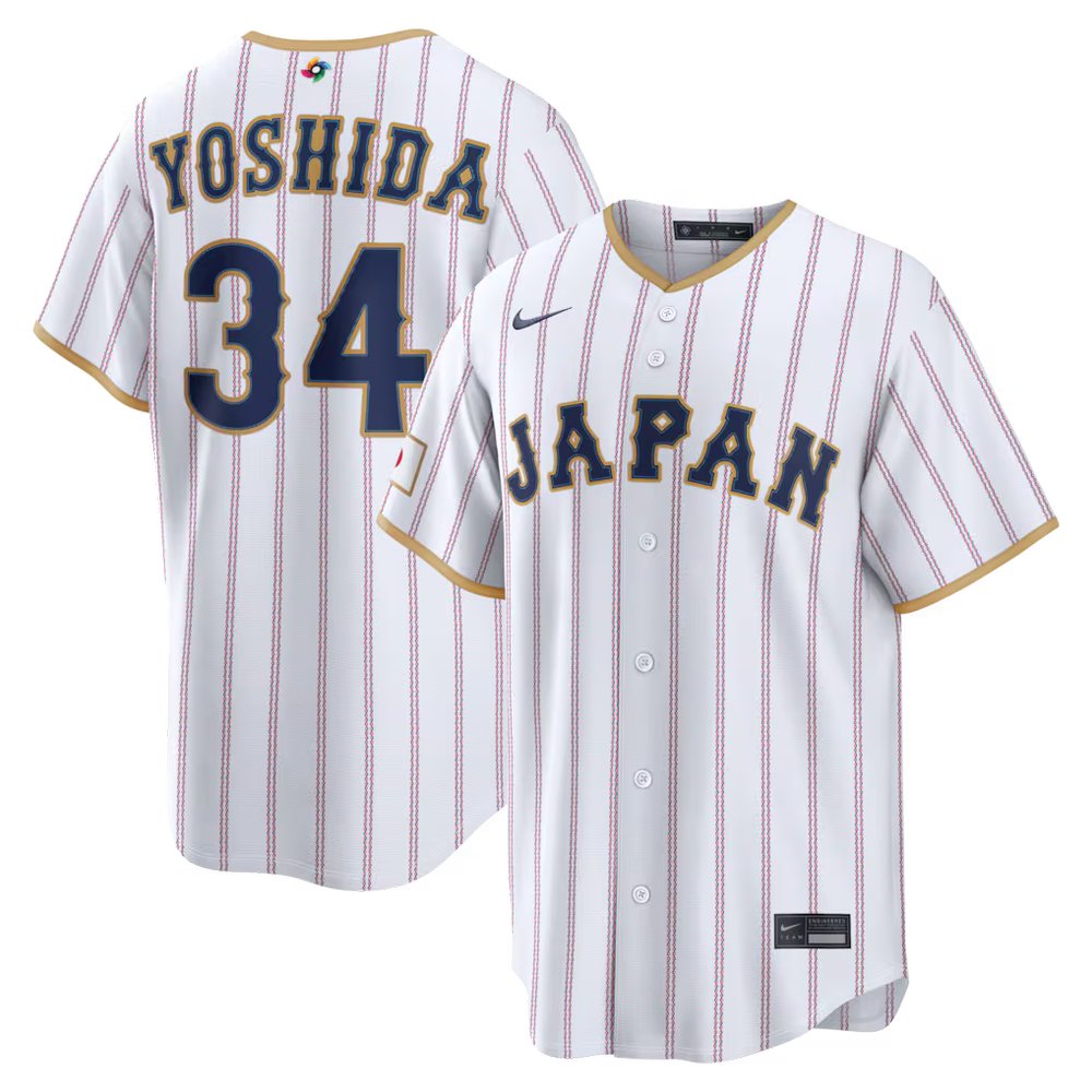 Youth Japan Baseball #34 Masataka Yoshida White 2026 World Baseball Classic Home Stadium Jersey Youth Japan Baseball #34 Masataka Yoshida White 2026 World Baseball Classic Home Stadium Jersey