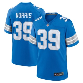 Men's Detroit Lions Morice Norris  Blue Game Jersey