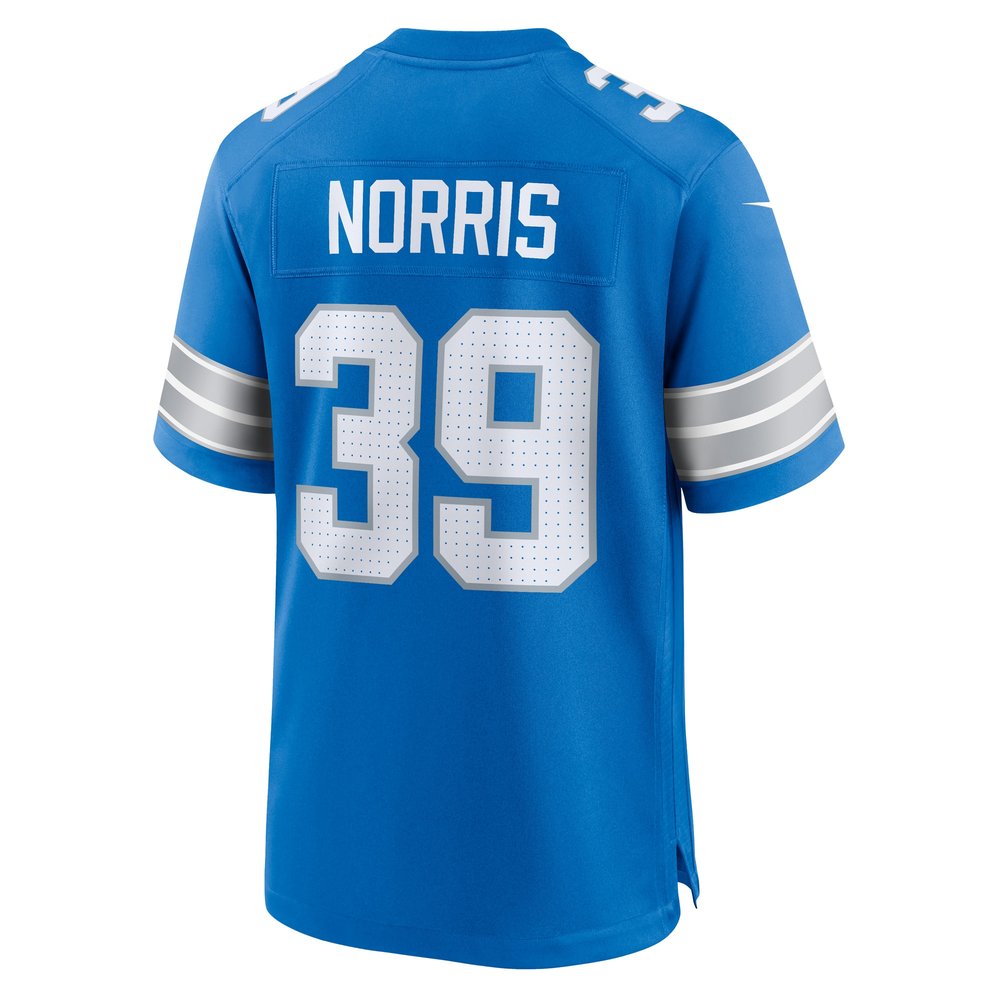 Men's Detroit Lions Morice Norris  Blue Game Jersey