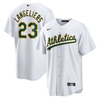Men's Oakland Athletics #23 Shea Langeliers White Home Replica Jersey