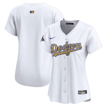 Women's Los Angeles Dodgers White 2025 Gold Collection Limited Jersey Women's Los Angeles Dodgers White 2025 Gold Collection Limited Jersey