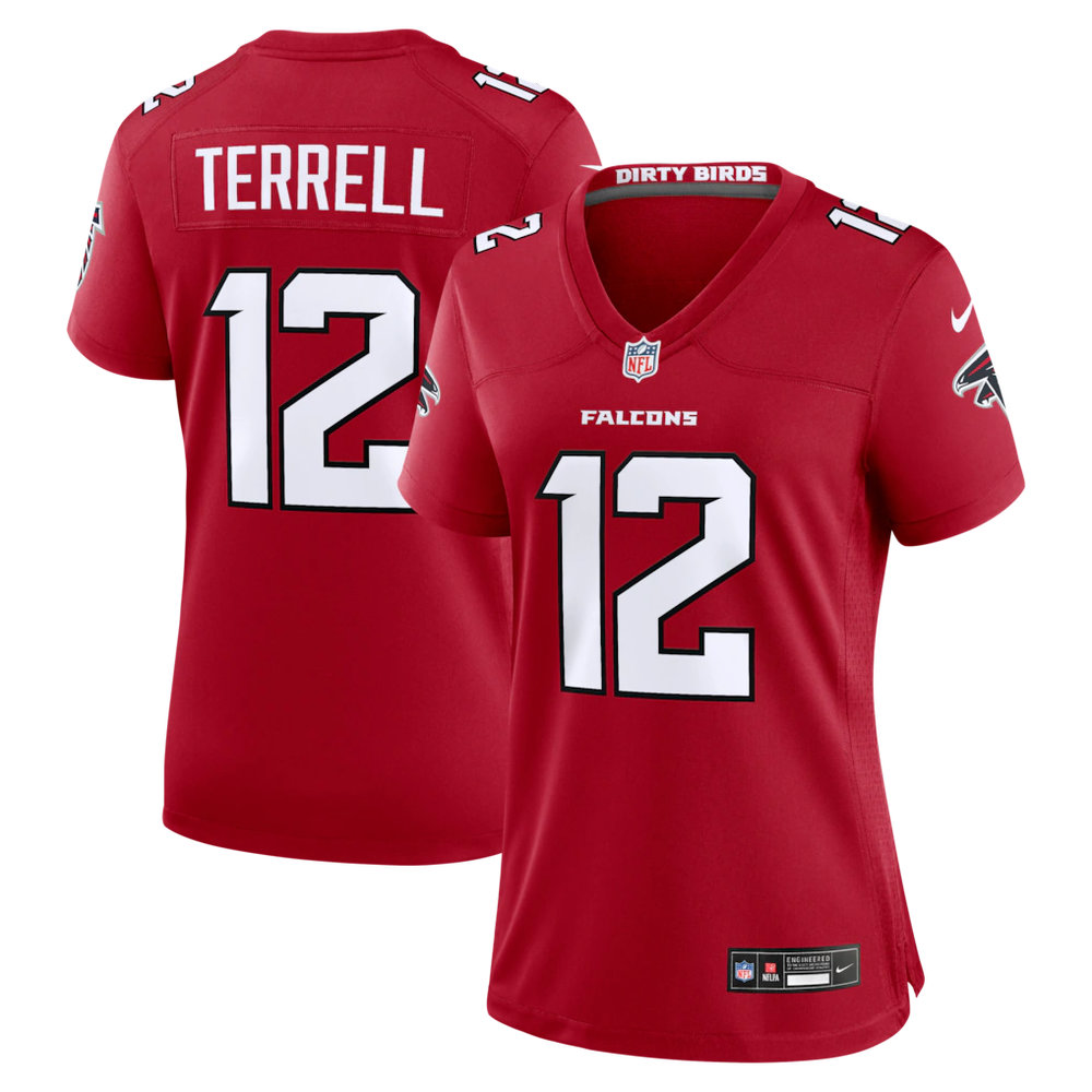 Women's Atlanta Falcons #12 Avieon Terrell Nike Red 2026 NFL Draft Game Jersey