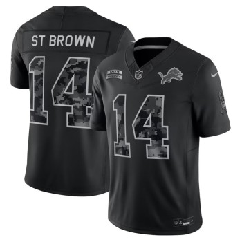 Men's Detroit Lions #14 Amon-Ra St. Brown Nike Black 2026 Salute to Service Vapor F.U.S.E. Limited Jersey