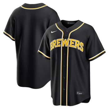 Youth Milwaukee Brewers Fashion Replica Black Out Jersey Youth Milwaukee Brewers Fashion Replica Black Out Jersey