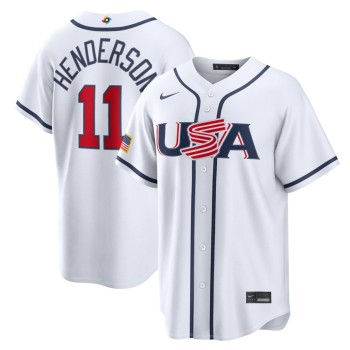 Men's USA Baseball #11 Gunnar Henderson White 2026 World Baseball Classic Home Stadium Jersey Men's USA Baseball #11 Gunnar Henderson White 2026 World Baseball Classic Home Stadium Jersey