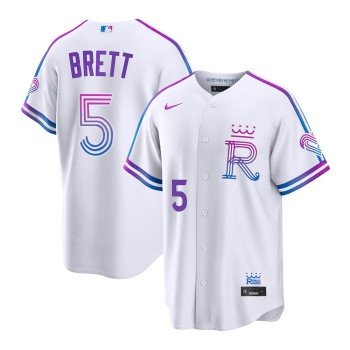 Youth Kansas City Royals #5 George Brett White 2026 City Connect Stitched Jersey Youth Kansas City Royals #5 George Brett White 2026 City Connect Stitched Jersey