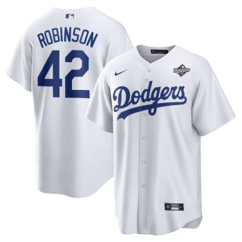 Youth Los Angeles Dodgers #42 Jackie Robinson White 2025 World Series Replica Player Jersey Youth Los Angeles Dodgers #42 Jackie Robinson White 2025 World Series Replica Player Jersey