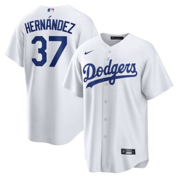 Men's Los Angeles Dodgers #37 Teoscar Hernandez White Home Replica Jersey Men's Los Angeles Dodgers #37 Teoscar Hernandez White Home Replica Jersey