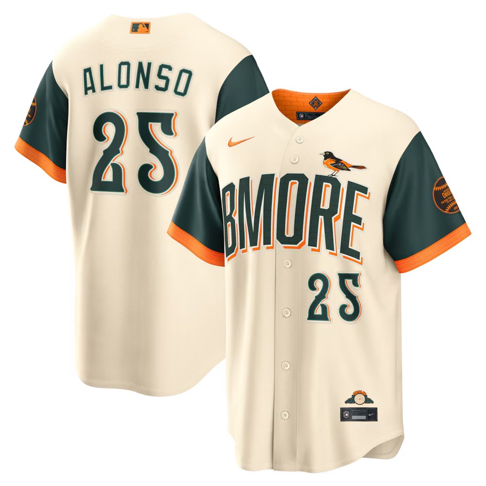 Men's Baltimore Orioles #25 Pete Alonso Nike Natural 2026 City Connect Stadium Jersey Men's Baltimore Orioles #25 Pete Alonso Nike Natural 2026 City Connect Stadium Jersey