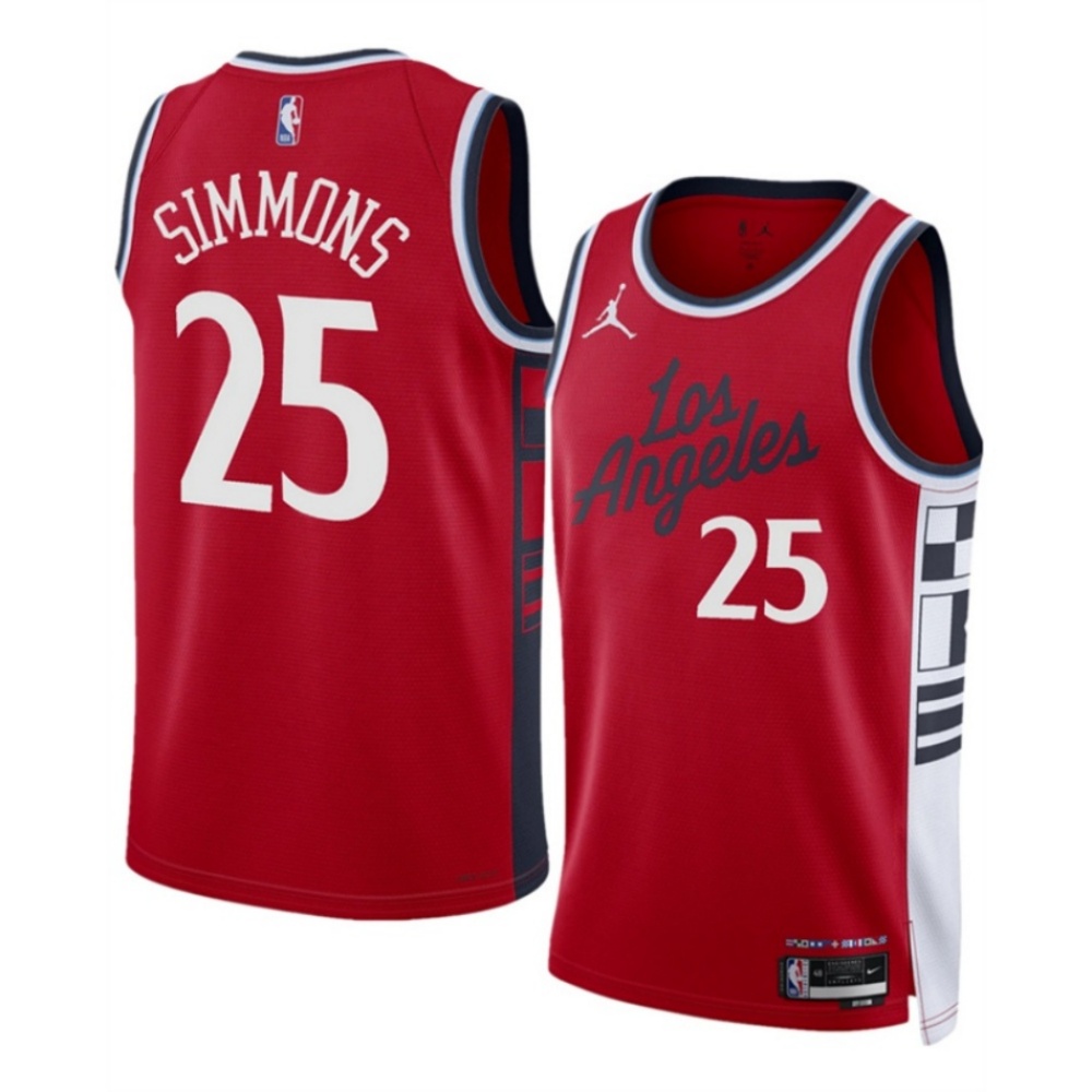 Men's Los Angeles Clippers #25 Ben Simmons Red 2024/25 Statement Edition Stitched Jersey