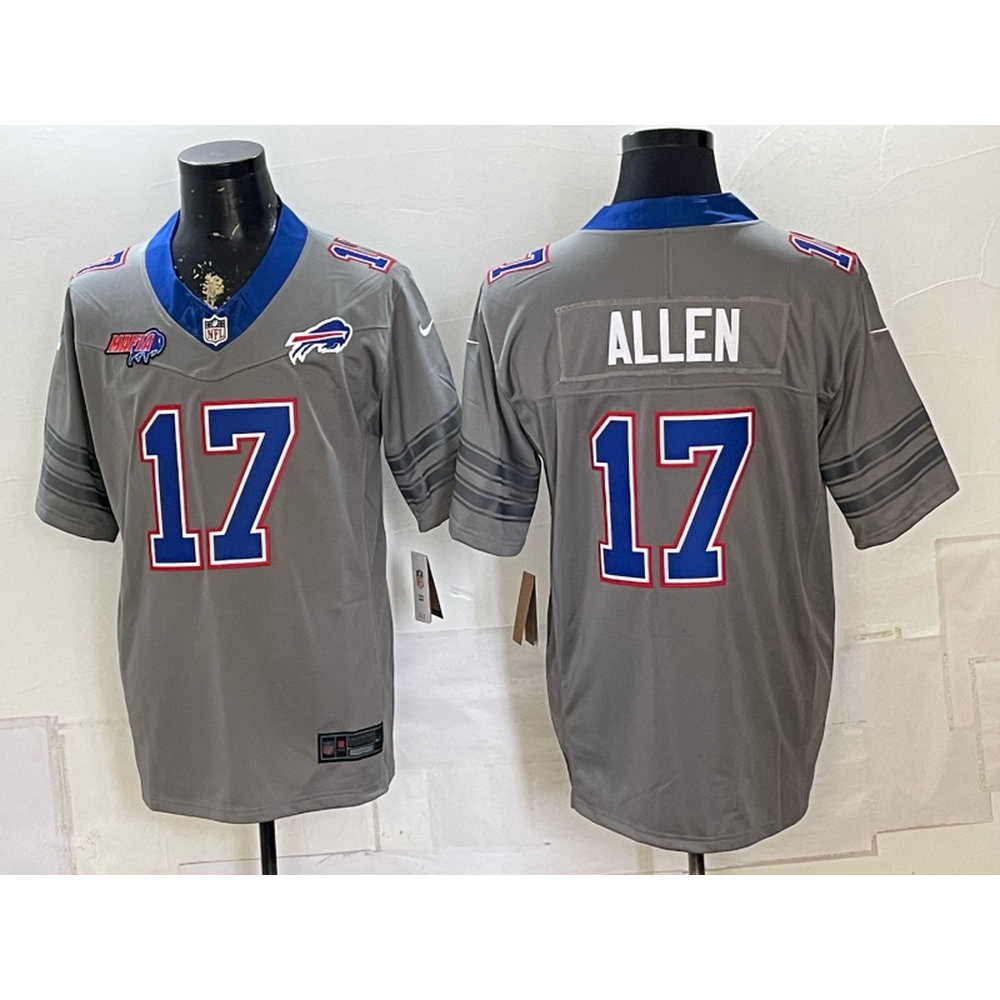 Men's Buffalo Bills #17 Josh Allen Nike Gray Vapor F.U.S.E. Limited Jersey