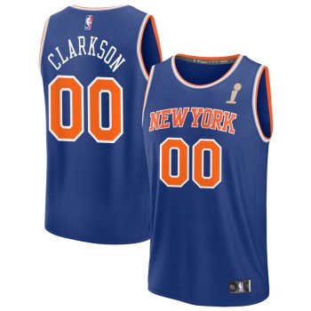 Men's New York Knicks #00 Jordan Clarkson Blue 2026 NBA Finals Champions Fast Break Icon Edition Jersey