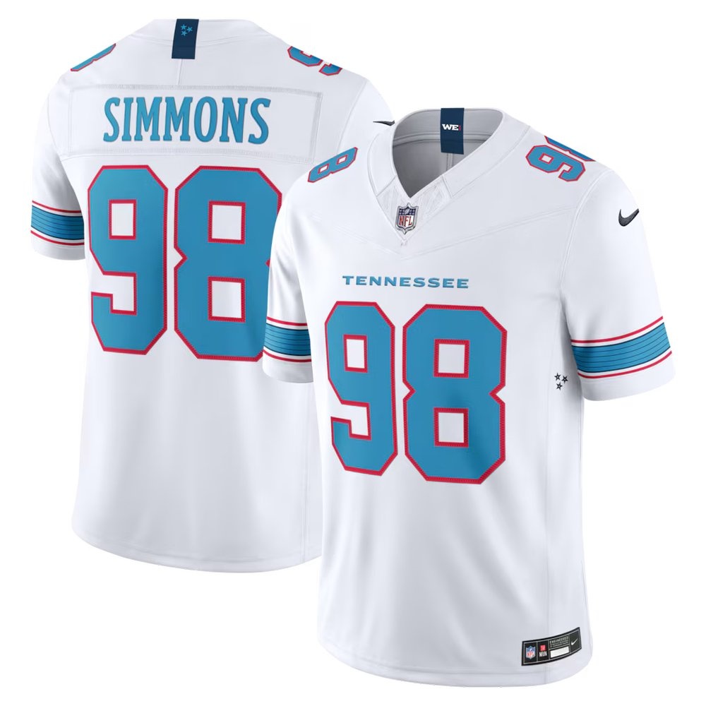 Men's Tennessee Titans #98 Jeffery Simmons White Vapor F.U.S.E. Sewn Down Limited Jersey