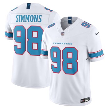 Men's Tennessee Titans #98 Jeffery Simmons White Vapor F.U.S.E. Sewn Down Limited Jersey Men's Tennessee Titans #98 Jeffery Simmons White Vapor F.U.S.E. Sewn Down Limited Jersey