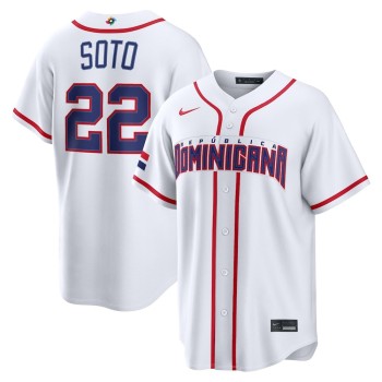 Men's Dominican Republic Baseball #22 Juan Soto White 2026 World Baseball Classic Home Stadium Jersey Men's Dominican Republic Baseball #22 Juan Soto White 2026 World Baseball Classic Home Stadium Jersey