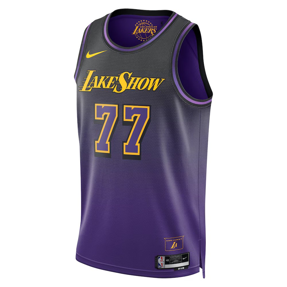 Unisex Los Angeles Lakers #77 Luka Doncic Purple Swingman City Edition Jersey
