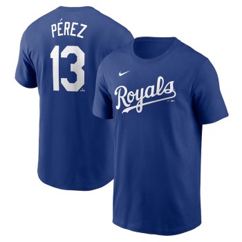 Men's Kansas City Royals #13 Salvador Perez Nike Royal Fuse Name & Number T-Shirt Men's Kansas City Royals #13 Salvador Perez Nike Royal Fuse Name & Number T-Shirt