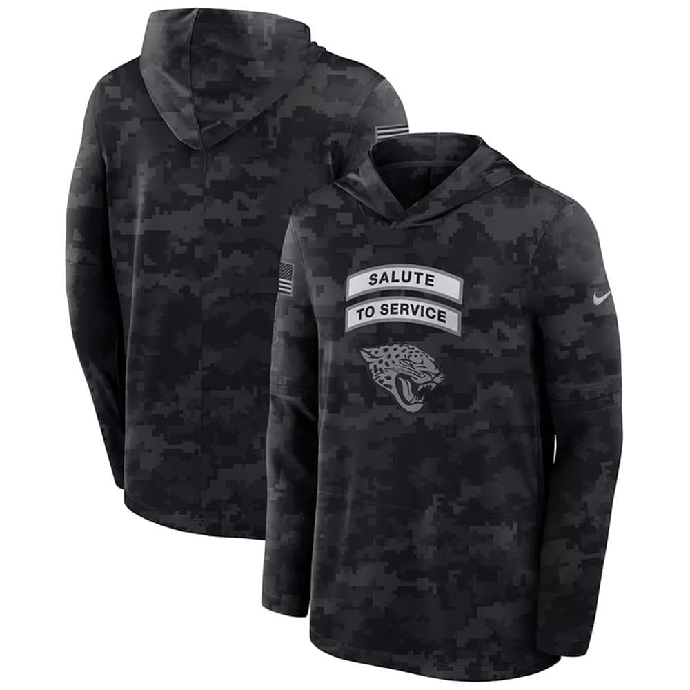 Men's Jacksonville Jaguars Black 2026 Salute to Service Sideline Lightweight Dri-FIT Long Sleeve Top Hoodie Men's Jacksonville Jaguars Black 2026 Salute to Service Sideline Lightweight Dri-FIT Long Sleeve Top Hoodie
