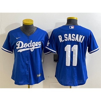 Women's Los Angeles Dodgers #11 Roki Sasaki Royal Cool Base Stitched Baseball Jersey(Run Small) Women's Los Angeles Dodgers #11 Roki Sasaki Royal Cool Base Stitched Baseball Jersey(Run Small)