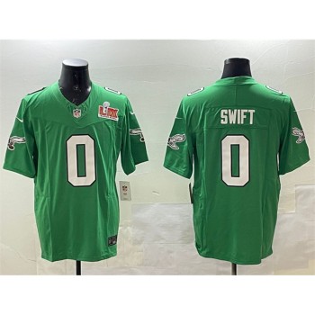 Men's Philadelphia Eagles #0 D'Andre Swift Green 2025 Super Bowl LIX Patch F.U.S.E. Throwback Vapor Untouchable Limited Stitched Football Jersey Men's Philadelphia Eagles #0 D'Andre Swift Green 2025 Super Bowl LIX Patch F.U.S.E. Throwback Vapor Untouchable Limited Stitched Football Jersey