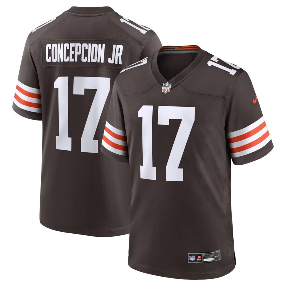 Men's Cleveland Browns #17 KC Concepcion Brown 2026 NFL Draft Game Jersey Men's Cleveland Browns #17 KC Concepcion Brown 2026 NFL Draft Game Jersey
