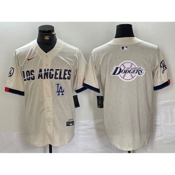 Men's Los Angeles Dodgers Team Big Logo Cream Stitched Baseball Jersey Men's Los Angeles Dodgers Team Big Logo Cream Stitched Baseball Jersey