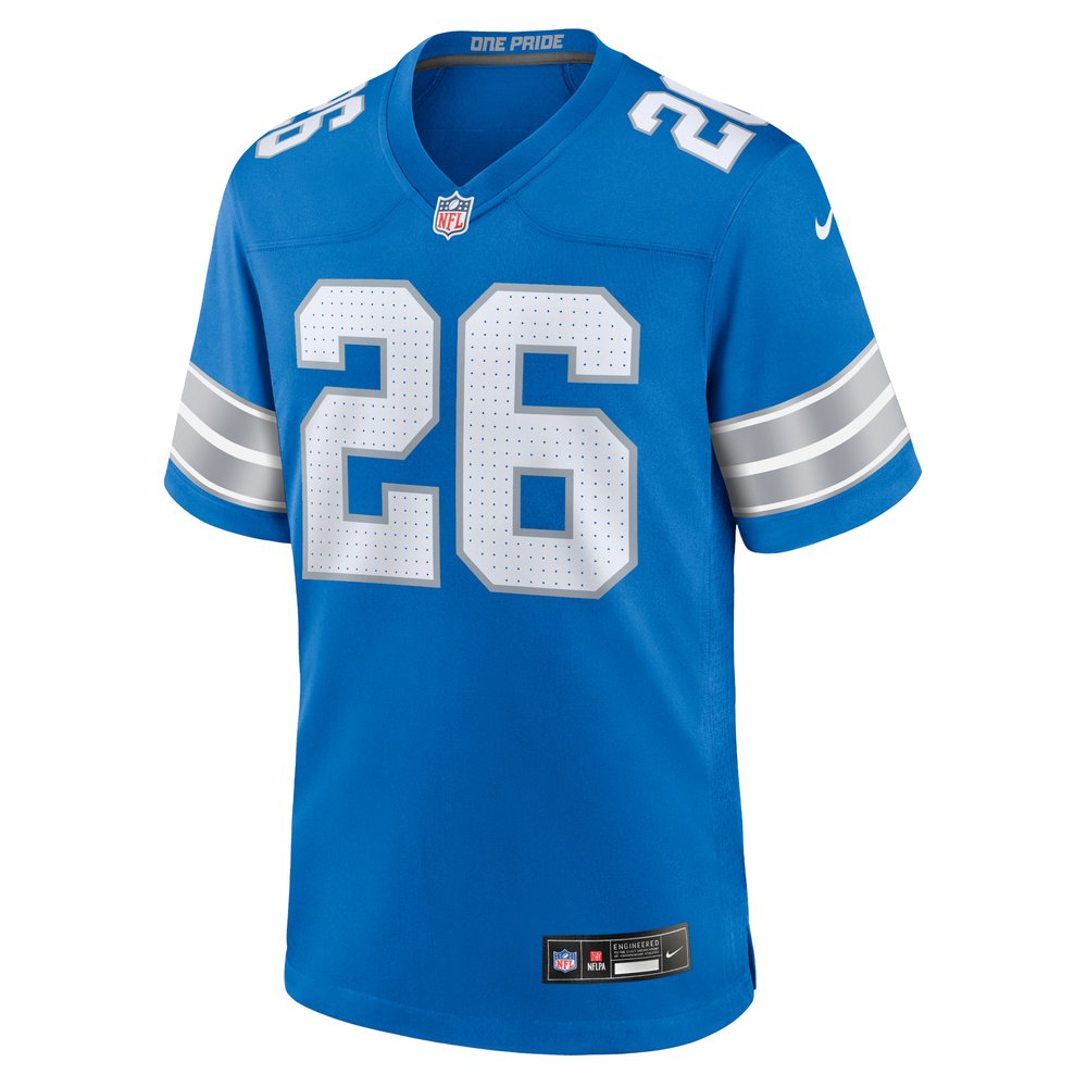 Men's Detroit Lions #26 Jahmyr Gibbs Blue Game Jersey