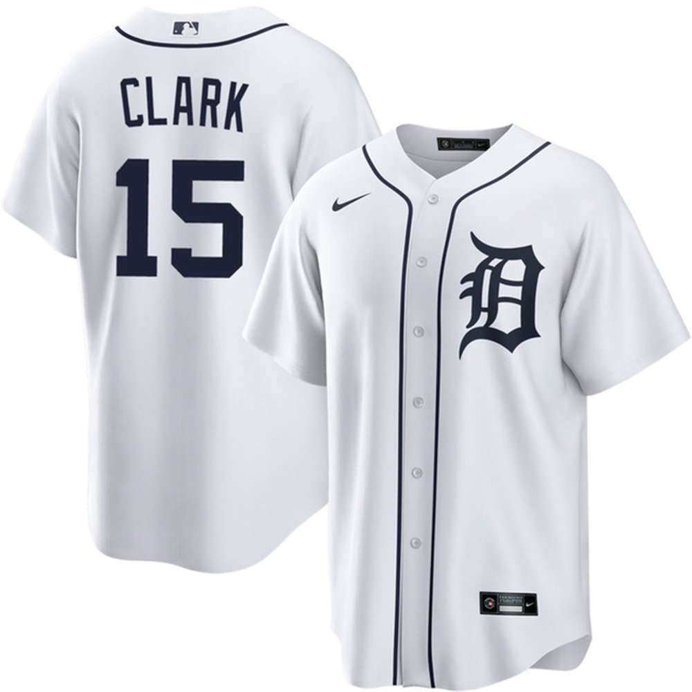 Men's Detroit Tigers #15 Max Clark White 2026 Cool Base Baseball Jersey Men's Detroit Tigers #15 Max Clark White 2026 Cool Base Baseball Jersey