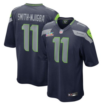 Men's Seattle Seahawks #11 Jaxon Smith-Njigba College Navy Super Bowl LX Patch Game Jersey