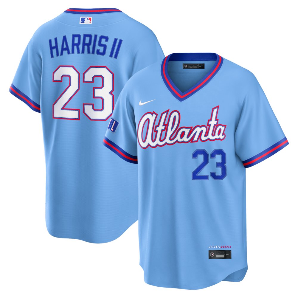 Youth Atlanta Braves #23 Michael Harris II Powder Blue 2026 City Connect Stitched Jersey Youth Atlanta Braves #23 Michael Harris II Powder Blue 2026 City Connect Stitched Jersey