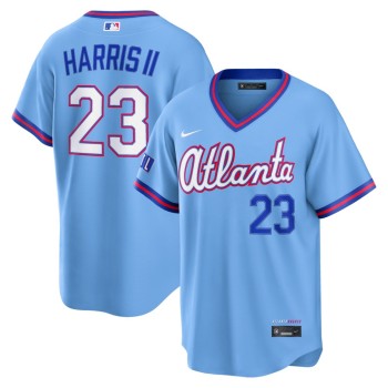 Youth Atlanta Braves #23 Michael Harris II Powder Blue 2026 City Connect Stitched Jersey Youth Atlanta Braves #23 Michael Harris II Powder Blue 2026 City Connect Stitched Jersey