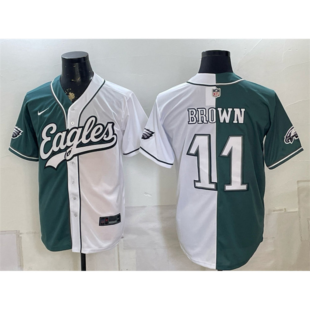 Youth Philadelphia Eagles #11 A.J. Brown Green Split Stitched Jersey Youth Philadelphia Eagles #11 A.J. Brown Green Split Stitched Jersey