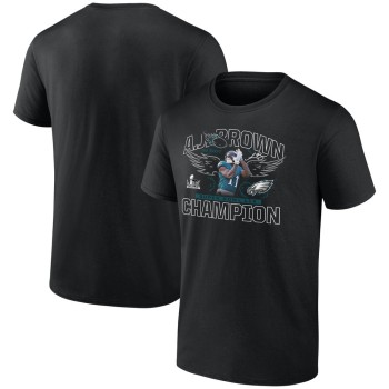 Men's Philadelphia Eagles #11 A.J. Brown Black Super Bowl LIX Champions T-Shirt Men's Philadelphia Eagles #11 A.J. Brown Black Super Bowl LIX Champions T-Shirt