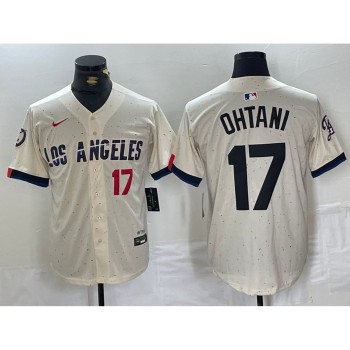 Men's Los Angeles Dodgers #17 Shohei Ohtani Cream Stitched Baseball Jersey Men's Los Angeles Dodgers #17 Shohei Ohtani Cream Stitched Baseball Jersey