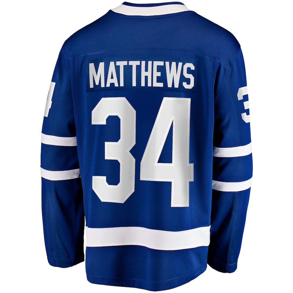 Men's Toronto Maple Leafs #34 Auston Matthews Blue Captain Patch Home Breakaway Player Jersey