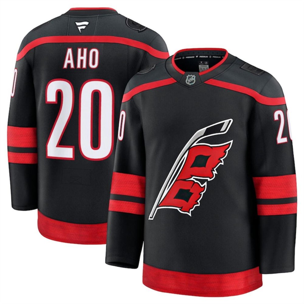 Youth Carolina Hurricanes #20 Sebastian Aho Black 2024-25 Home Stitched Hockey Jersey