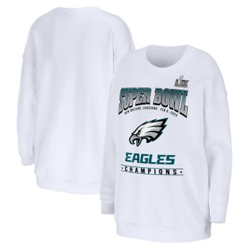 Women's Philadelphia Eagles WEAR by Erin Andrews White Super Bowl LIX Champions Fleece Pullover Sweatshirt Women's Philadelphia Eagles WEAR by Erin Andrews White Super Bowl LIX Champions Fleece Pullover Sweatshirt